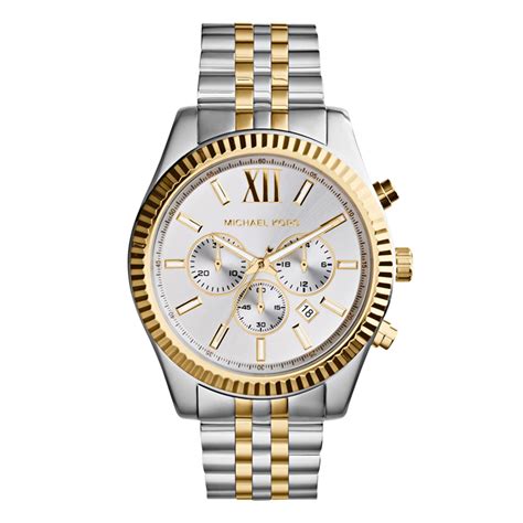 michael kors silver and gold chronograph watch|michael kors iced out watch.